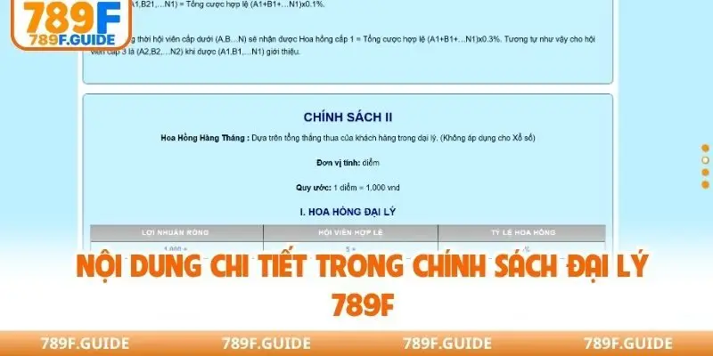 Nội dung chi tiết trong chính sách đại lý 789F